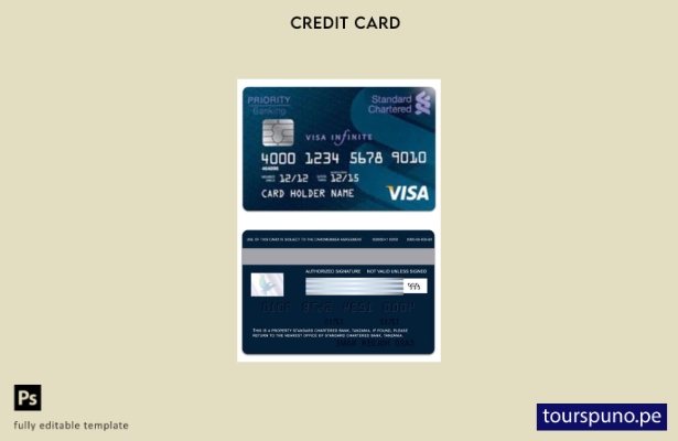 lista para imprimir plantilla de tarjeta de débito visa Visa Standard Chartered 